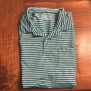 Vineyard Vines Navy and White Striped Polo